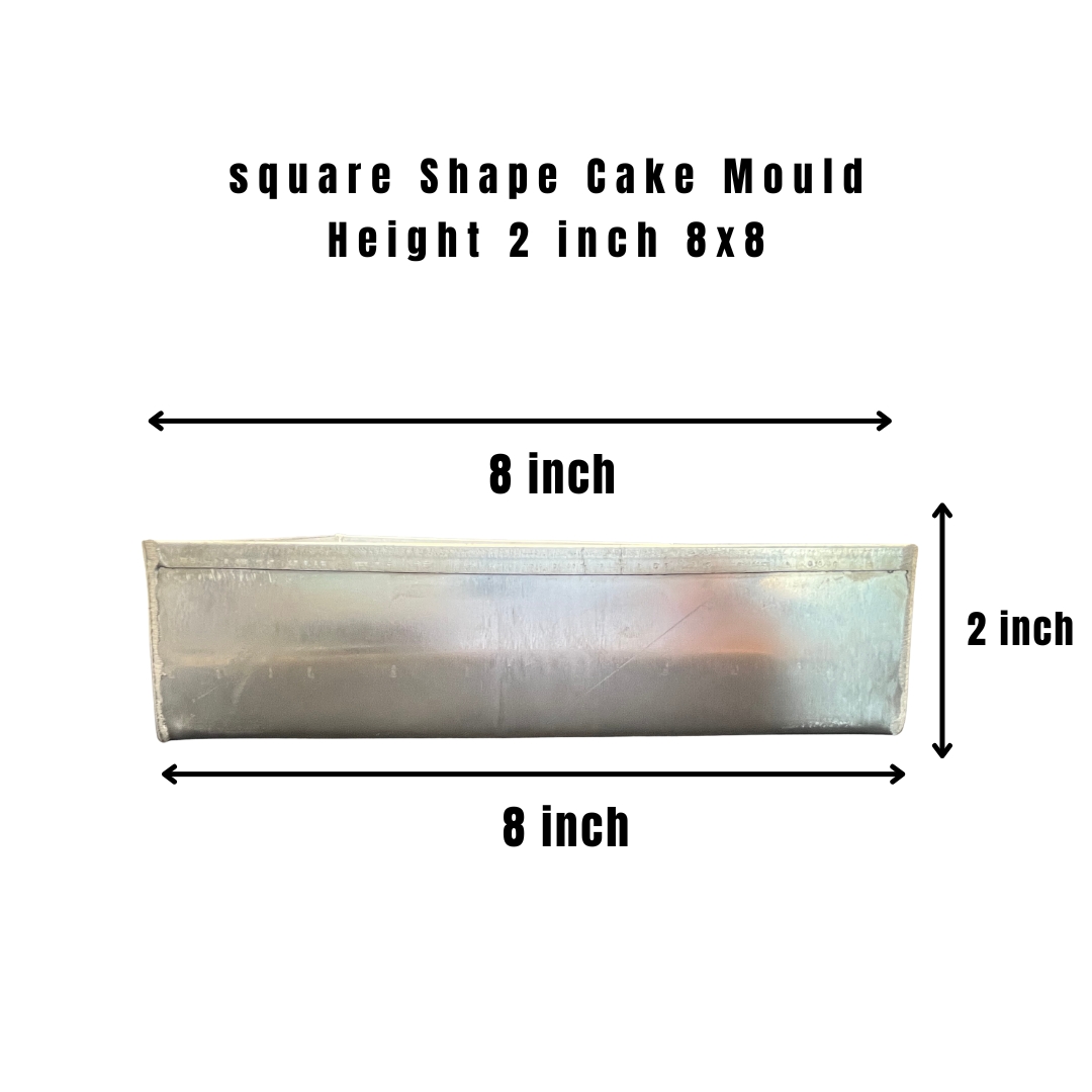 Square Cake Mould 2 inch Height - 8x8 inch