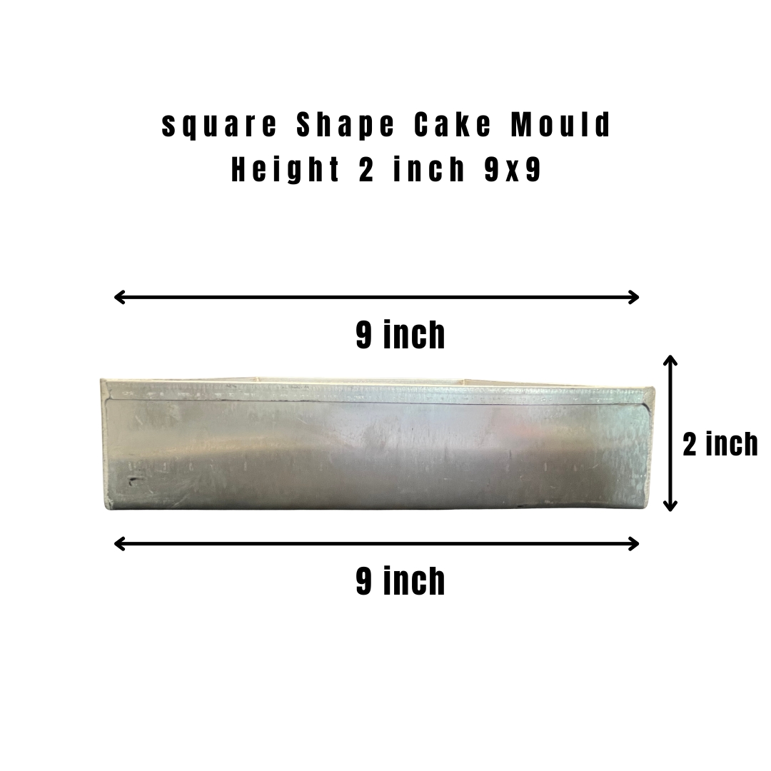 Square Cake Mould 2 inch Height - 9x9 inch
